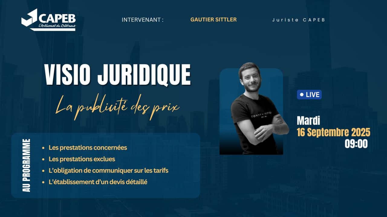 Visioconférence juridique interactive sur la publicité des prix le 16 septembre 2025 à 9h📅