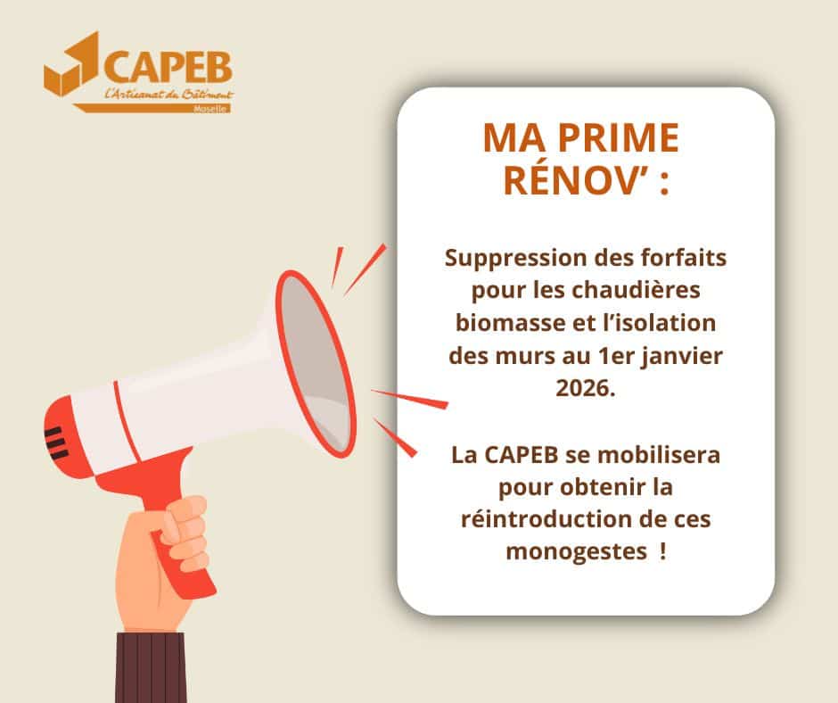 La CAPEB s’oppose formellement au retrait de l’isolation des murs et de la biomasse du dispositif MPR geste par geste