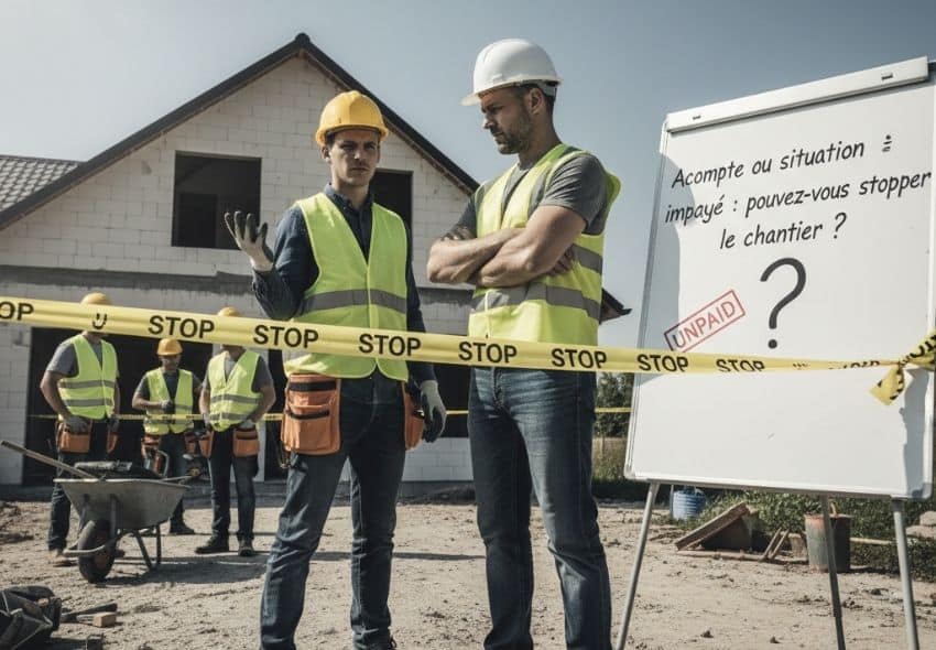 Acompte ou situation impayé : pouvez vous stopper le chantier ?