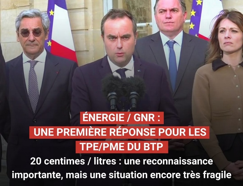 GNR : le Premier ministre annonce des mesures pour les TPE du BTP