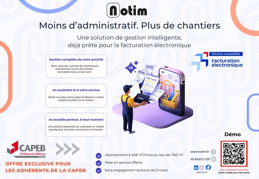 Notim est la solution compatible facturation électronique qui va plus loin qu’un simple logiciel de devis–factures.