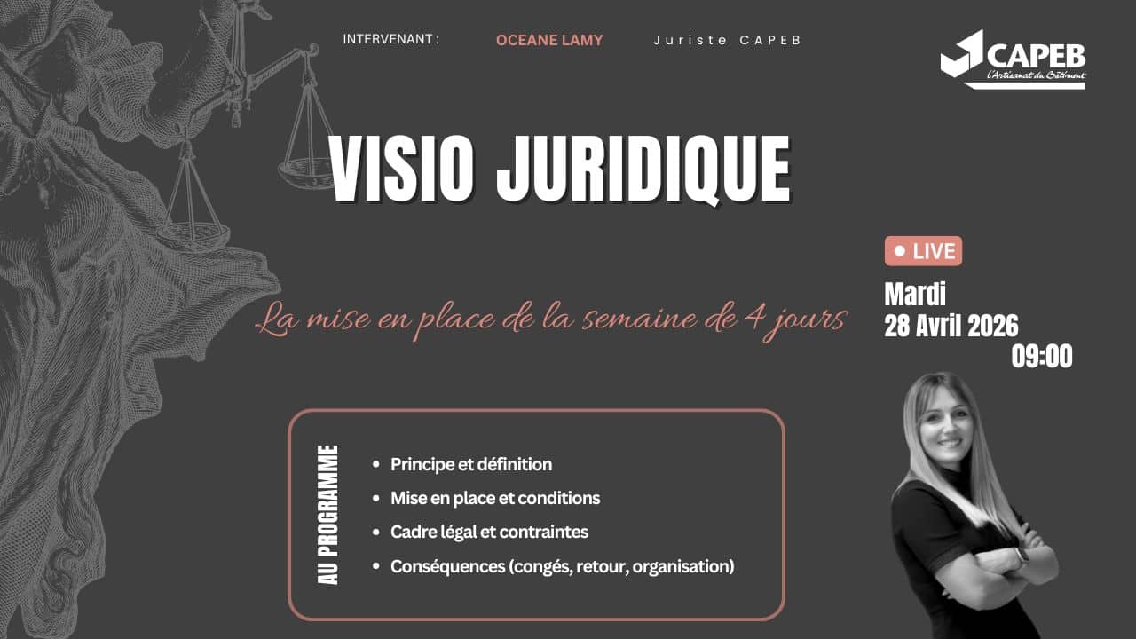 Visio juridique le 28 avril 2026 à 9h : La mise en place de la semaine de 4 jours