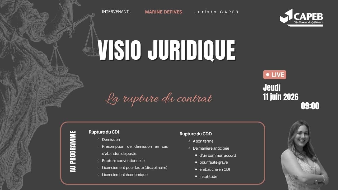 Visioconférence juridique interactive sur la rupture du contrat de travail le 11 juin 2026 à 9h📅