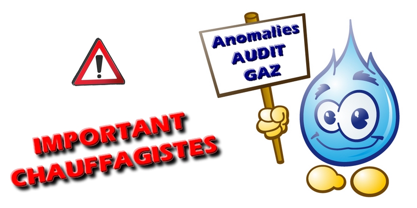 IMPORTANT chauffagistes : anomalies audits gaz