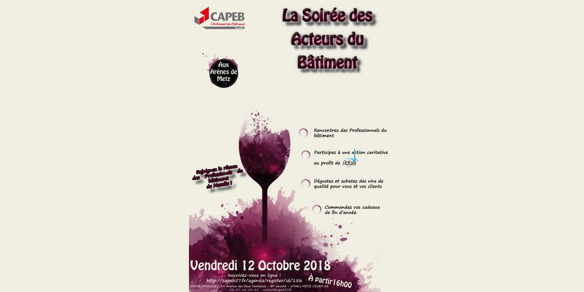 La Soirée des Acteurs du Bâtiment 2018, le vendredi 12 octobre ! Un rendez-vous à ne pas manquer !